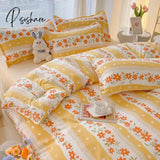 Pisoshare Nordic Butterfly Bedding Set Girls Boys Kids Single Double Size Flat Sheet Flower Duvet