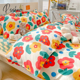 Pisoshare Nordic Butterfly Bedding Set Girls Boys Kids Single Double Size Flat Sheet Flower Duvet