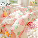 Pisoshare Nordic Butterfly Bedding Set Girls Boys Kids Single Double Size Flat Sheet Flower Duvet