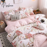 Pisoshare Nordic Butterfly Bedding Set Girls Boys Kids Single Double Size Flat Sheet Flower Duvet