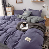 Pisoshare Nordic Duvet Cover Flat Sheet Pillowcases Set Solid Color Twin Queen Size Ins Style Bed