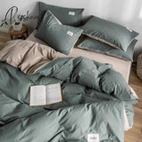 Pisoshare Nordic Duvet Cover Flat Sheet Pillowcases Set Solid Color Twin Queen Size Ins Style Bed