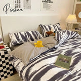 Pisoshare Nordic Duvet Cover Flat Sheet Pillowcases Set Solid Color Twin Queen Size Ins Style Bed