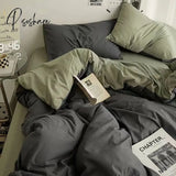 Pisoshare Nordic Duvet Cover Flat Sheet Pillowcases Set Solid Color Twin Queen Size Ins Style Bed