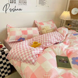 Pisoshare Nordic Duvet Cover Flat Sheet Pillowcases Set Solid Color Twin Queen Size Ins Style Bed