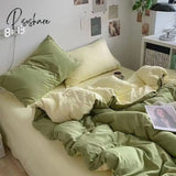 Pisoshare Nordic Duvet Cover Flat Sheet Pillowcases Set Solid Color Twin Queen Size Ins Style Bed