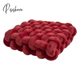 Pisoshare Nordic Pillow Simple Solid Color Hand-Woven Square Sofa Morandi Knotted Waist Winter Big