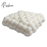 Pisoshare Nordic Pillow Simple Solid Color Hand-Woven Square Sofa Morandi Knotted Waist Winter Big