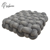 Pisoshare Nordic Pillow Simple Solid Color Hand-Woven Square Sofa Morandi Knotted Waist Winter Big