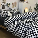 Pisoshare Nordic Pink Black Checkerboard Duvet Cover Sets With Pillow Case Bed Sheet Kids Girls