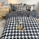 Pisoshare Nordic Pink Black Checkerboard Duvet Cover Sets With Pillow Case Bed Sheet Kids Girls