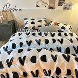 Pisoshare Nordic Pink Black Checkerboard Duvet Cover Sets With Pillow Case Bed Sheet Kids Girls