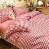 Pisoshare Nordic Pink Black Checkerboard Duvet Cover Sets With Pillow Case Bed Sheet Kids Girls