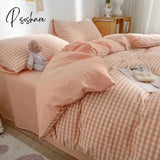 Pisoshare Nordic Pink Black Checkerboard Duvet Cover Sets With Pillow Case Bed Sheet Kids Girls