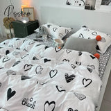 Pisoshare Nordic Pink Black Checkerboard Duvet Cover Sets With Pillow Case Bed Sheet Kids Girls