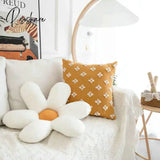Pisoshare Nordic White 6 Petal Daisy Flower Pillow Room Bedside Sunflower Shape Cushion Girly Sweet
