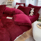 Pisoshare Nordic Winter Warm Bedding Set Luxury Thicken Mink Fleece Duvet Cover Bed Sheet And