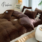 Pisoshare Nordic Winter Warm Bedding Set Luxury Thicken Mink Fleece Duvet Cover Bed Sheet And