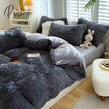 Pisoshare Nordic Winter Warm Bedding Set Luxury Thicken Mink Fleece Duvet Cover Bed Sheet And