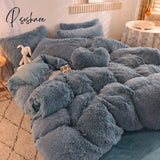 Pisoshare Nordic Winter Warm Bedding Set Luxury Thicken Mink Fleece Duvet Cover Bed Sheet And