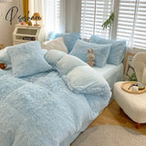 Pisoshare Nordic Winter Warm Bedding Set Luxury Thicken Mink Fleece Duvet Cover Bed Sheet And