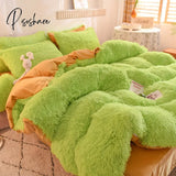 Pisoshare Nordic Winter Warm Bedding Set Luxury Thicken Mink Fleece Duvet Cover Bed Sheet And