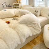 Pisoshare Nordic Winter Warm Bedding Set Luxury Thicken Mink Fleece Duvet Cover Bed Sheet And