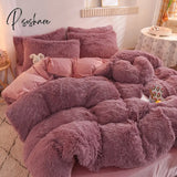 Pisoshare Nordic Winter Warm Bedding Set Luxury Thicken Mink Fleece Duvet Cover Bed Sheet And