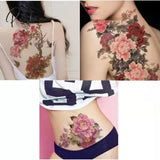 Pisoshare Peony Flower Waterproof Temporary Tattoo Stickers Women Sexy Butterfly Art Fake Big