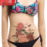 Pisoshare Peony Flower Waterproof Temporary Tattoo Stickers Women Sexy Butterfly Art Fake Big