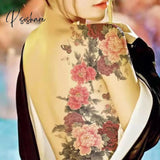 Pisoshare Peony Flower Waterproof Temporary Tattoo Stickers Women Sexy Butterfly Art Fake Big