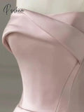 Pisoshare - Pink Strapless Evening Dress Celebrity Banquet Party Light Luxury Costume Engagement