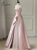 Pisoshare - Pink Strapless Evening Dress Celebrity Banquet Party Light Luxury Costume Engagement