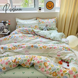 Pisoshare Pink Strawberry Rabbit Bedding Set Princess Girl Heart Double Queen King Size Bed Sheet