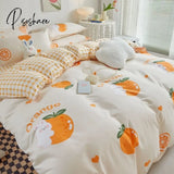 Pisoshare Pink Strawberry Rabbit Bedding Set Princess Girl Heart Double Queen King Size Bed Sheet