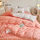 Pisoshare Pink Strawberry Rabbit Bedding Set Princess Girl Heart Double Queen King Size Bed Sheet