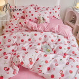 Pisoshare Pink Strawberry Rabbit Bedding Set Princess Girl Heart Double Queen King Size Bed Sheet