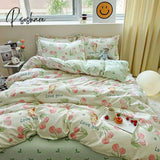 Pisoshare Pink Strawberry Rabbit Bedding Set Princess Girl Heart Double Queen King Size Bed Sheet