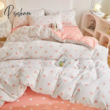 Pisoshare Pink Strawberry Rabbit Bedding Set Princess Girl Heart Double Queen King Size Bed Sheet