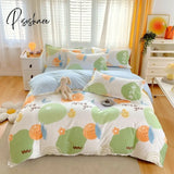 Pisoshare Pink Tulips Duvet Cover Set With Flat Sheet Pillowcases Pastoral Flower Single Double