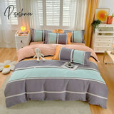 Pisoshare Pink Tulips Duvet Cover Set With Flat Sheet Pillowcases Pastoral Flower Single Double