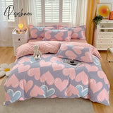 Pisoshare Pink Tulips Duvet Cover Set With Flat Sheet Pillowcases Pastoral Flower Single Double