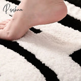 Pisoshare Plush Rug Flocking Bathroom Mat Super Thick Fluff Fiber Bath Absorbent Anti-Slip Toilet