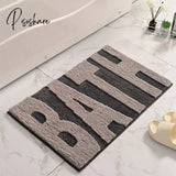 Pisoshare Plush Rug Flocking Bathroom Mat Super Thick Fluff Fiber Bath Absorbent Anti-Slip Toilet