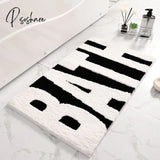 Pisoshare Plush Rug Flocking Bathroom Mat Super Thick Fluff Fiber Bath Absorbent Anti-Slip Toilet