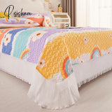 Pisoshare Princess Style Chiffon Lace Double Bedspread Queen Sandwich Cotton Quilted Bed Cover Home