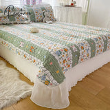 Pisoshare Princess Style Chiffon Lace Double Bedspread Queen Sandwich Cotton Quilted Bed Cover Home