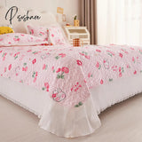 Pisoshare Princess Style Chiffon Lace Double Bedspread Queen Sandwich Cotton Quilted Bed Cover Home