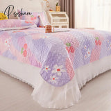 Pisoshare Princess Style Chiffon Lace Double Bedspread Queen Sandwich Cotton Quilted Bed Cover Home