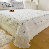 Pisoshare Princess Style Chiffon Lace Double Bedspread Queen Sandwich Cotton Quilted Bed Cover Home